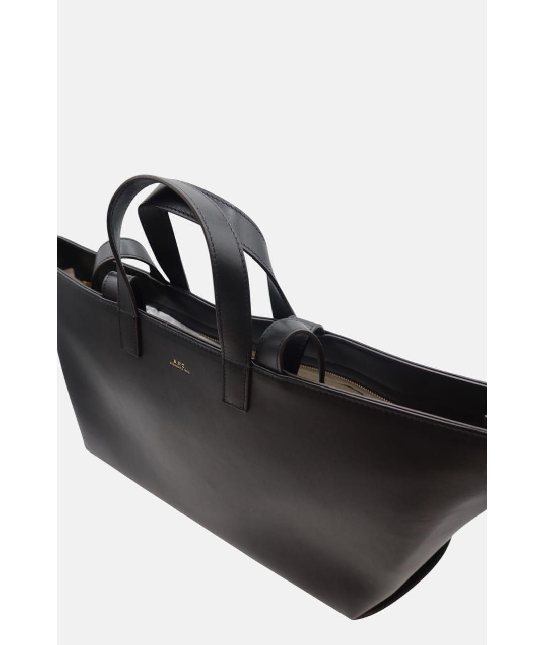 A.P.C. Черная кожаная сумка тоут, фото 3
