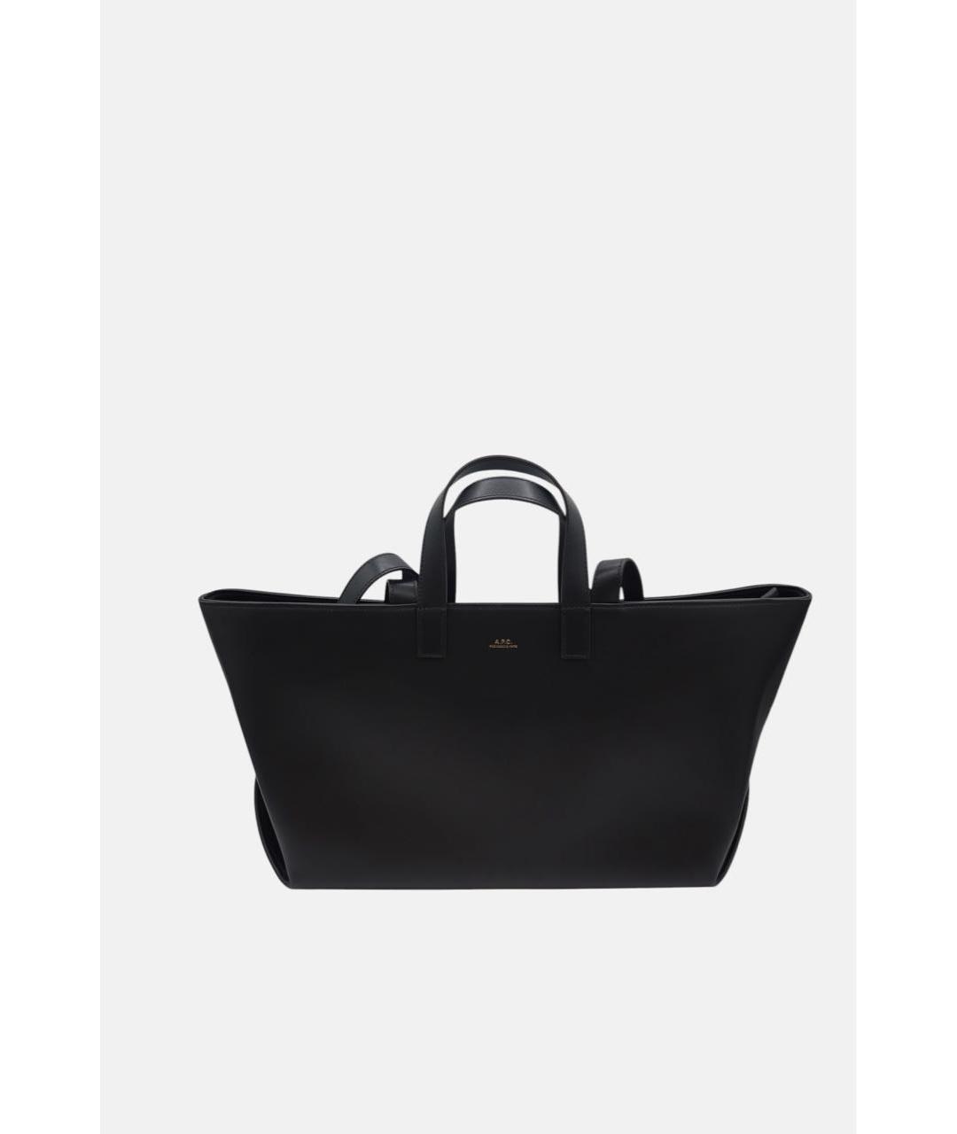 A.P.C. Черная кожаная сумка тоут, фото 5