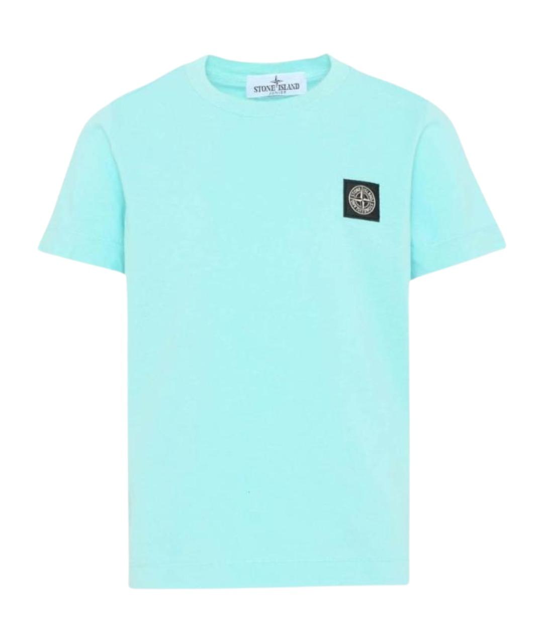 STONE ISLAND JUNIOR Бирюзовая хлопковая детская футболка, фото 1