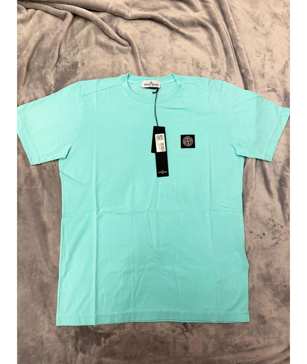STONE ISLAND JUNIOR Бирюзовая хлопковая детская футболка, фото 3
