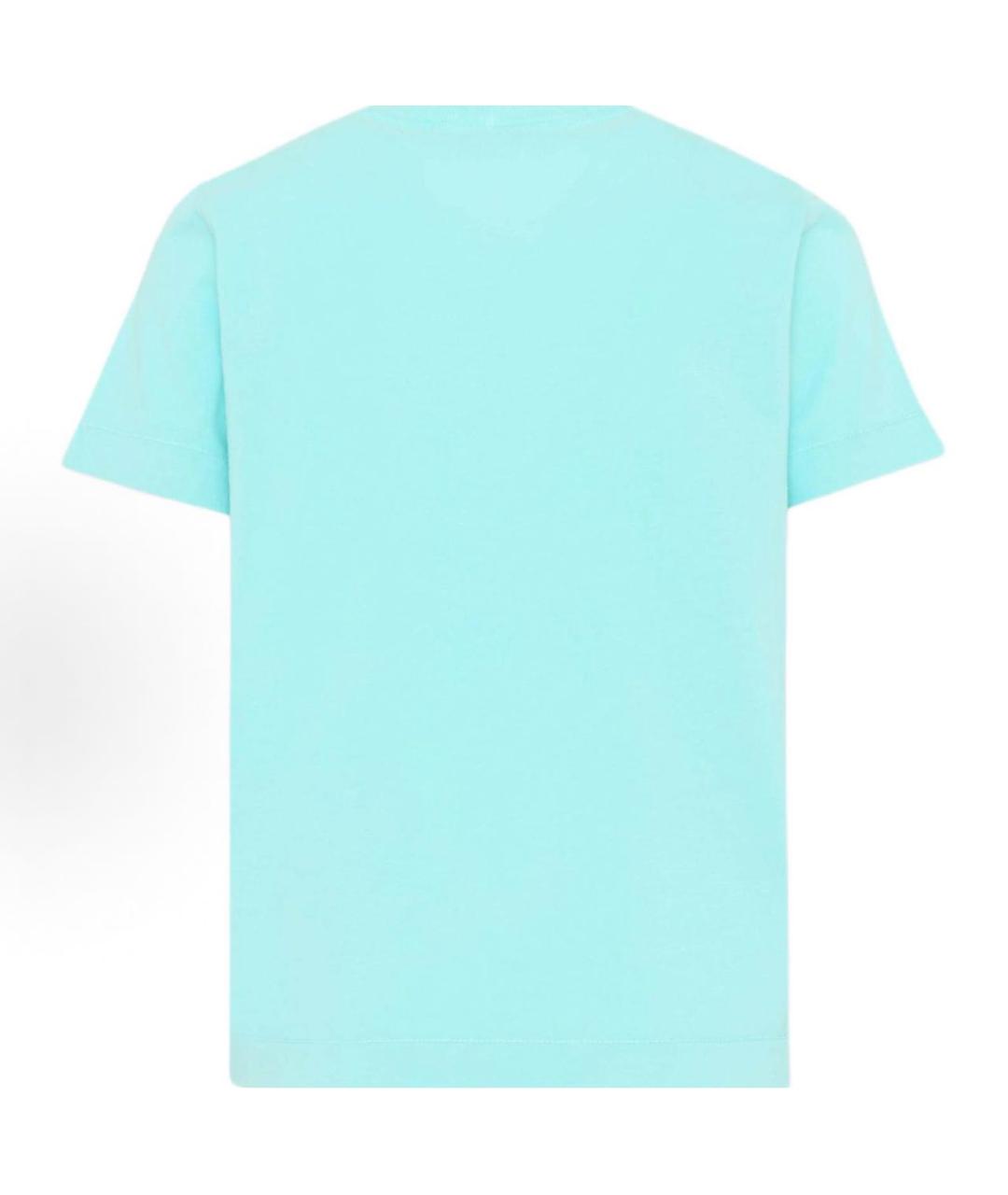 STONE ISLAND JUNIOR Бирюзовая хлопковая детская футболка, фото 2