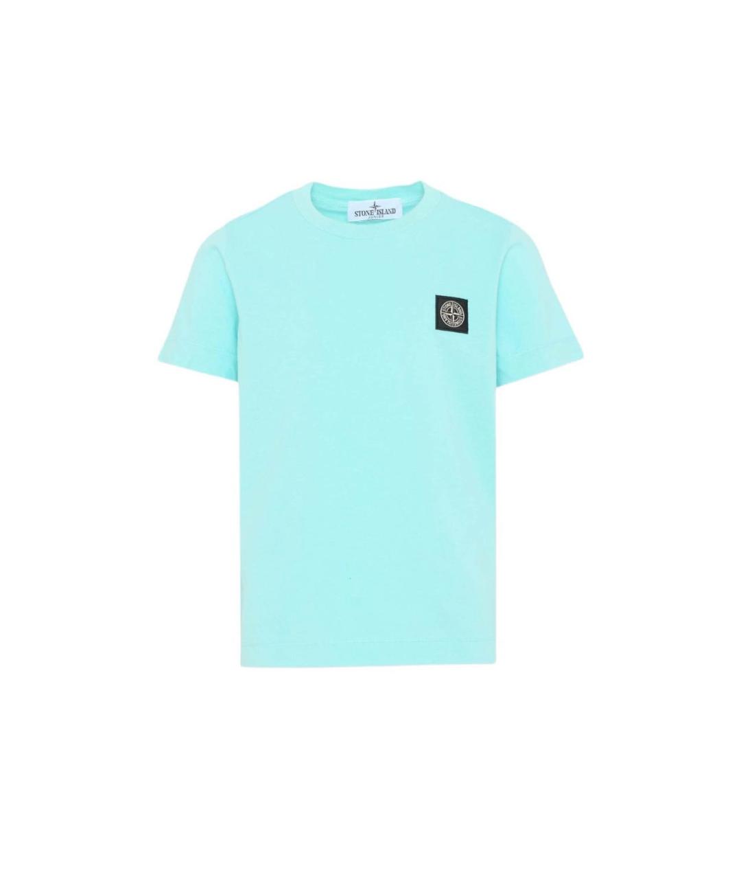 STONE ISLAND JUNIOR Бирюзовая хлопковая детская футболка, фото 7