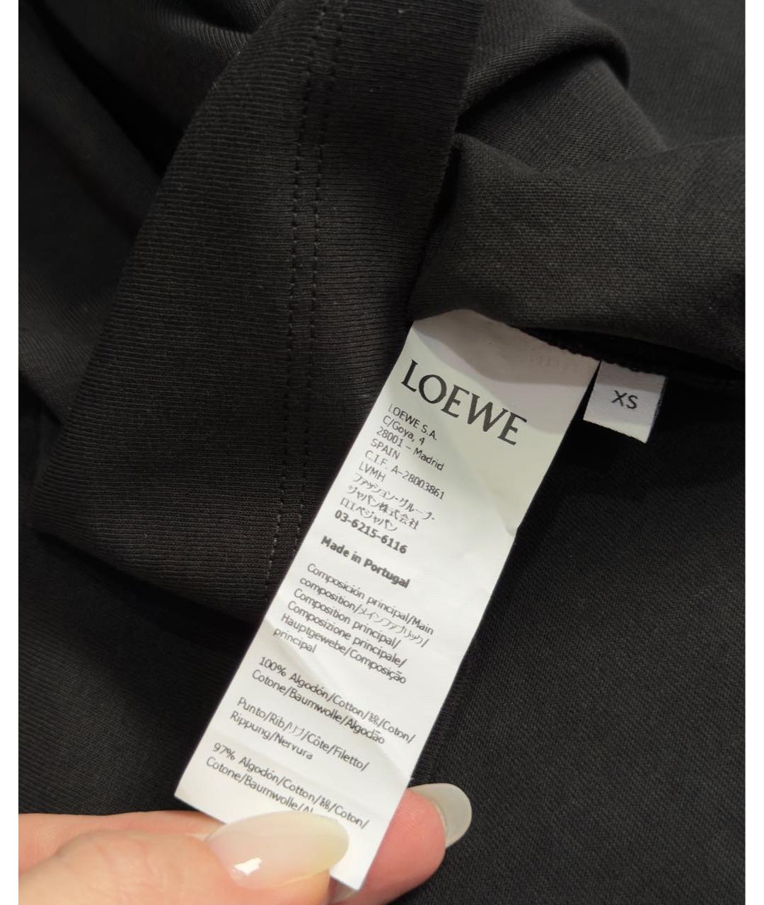 LOEWE Черная хлопковая футболка, фото 8