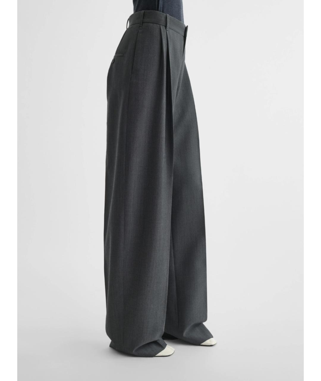 PHOEBE PHILO Серые шерстяные прямые брюки, фото 5