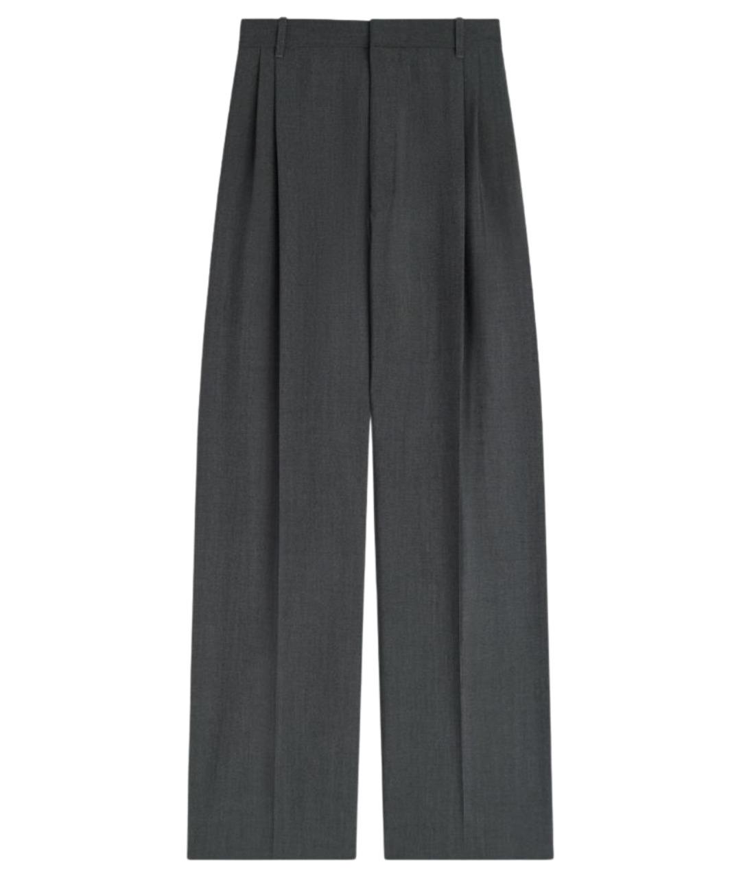PHOEBE PHILO Серые шерстяные прямые брюки, фото 1