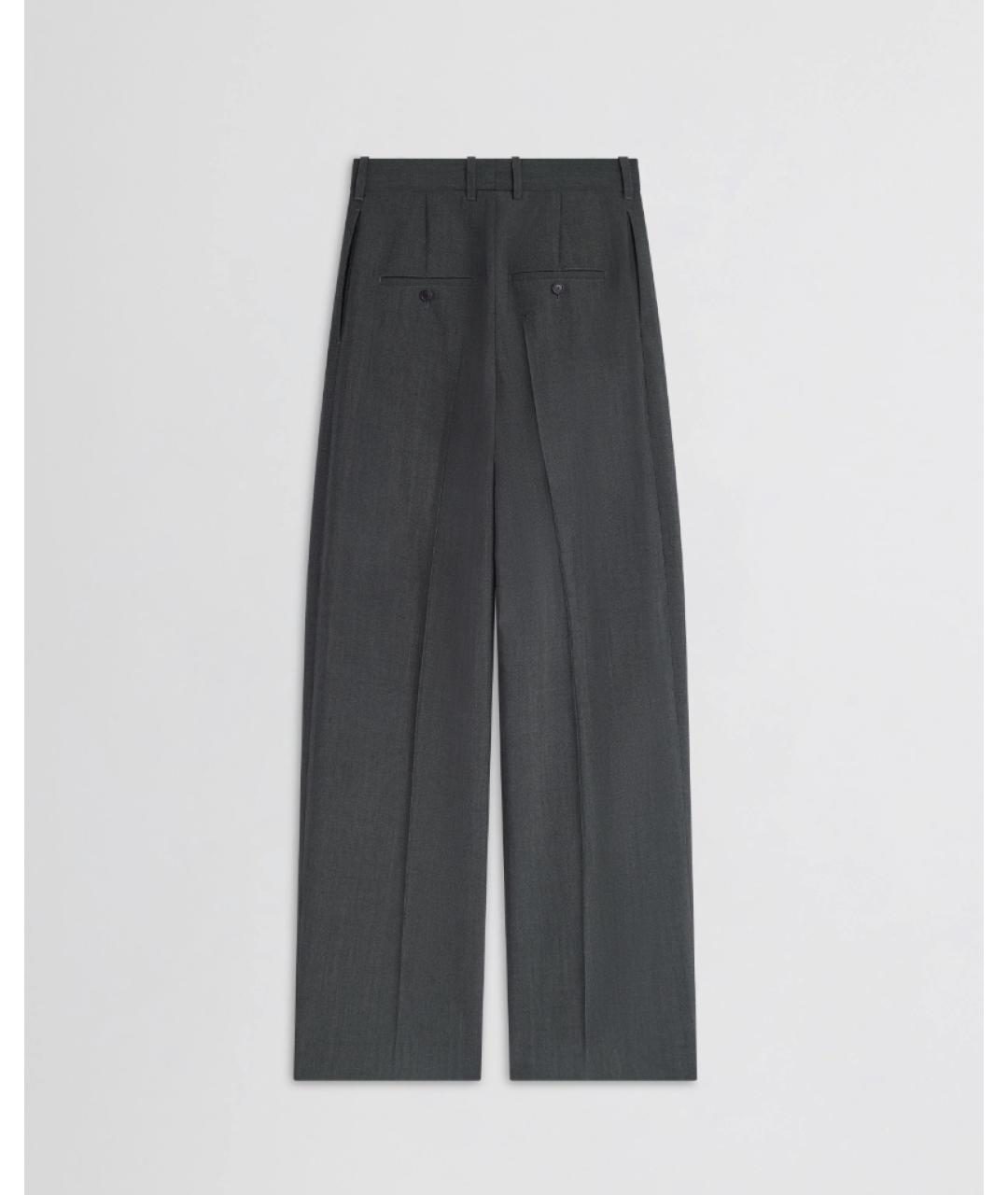 PHOEBE PHILO Серые шерстяные прямые брюки, фото 2