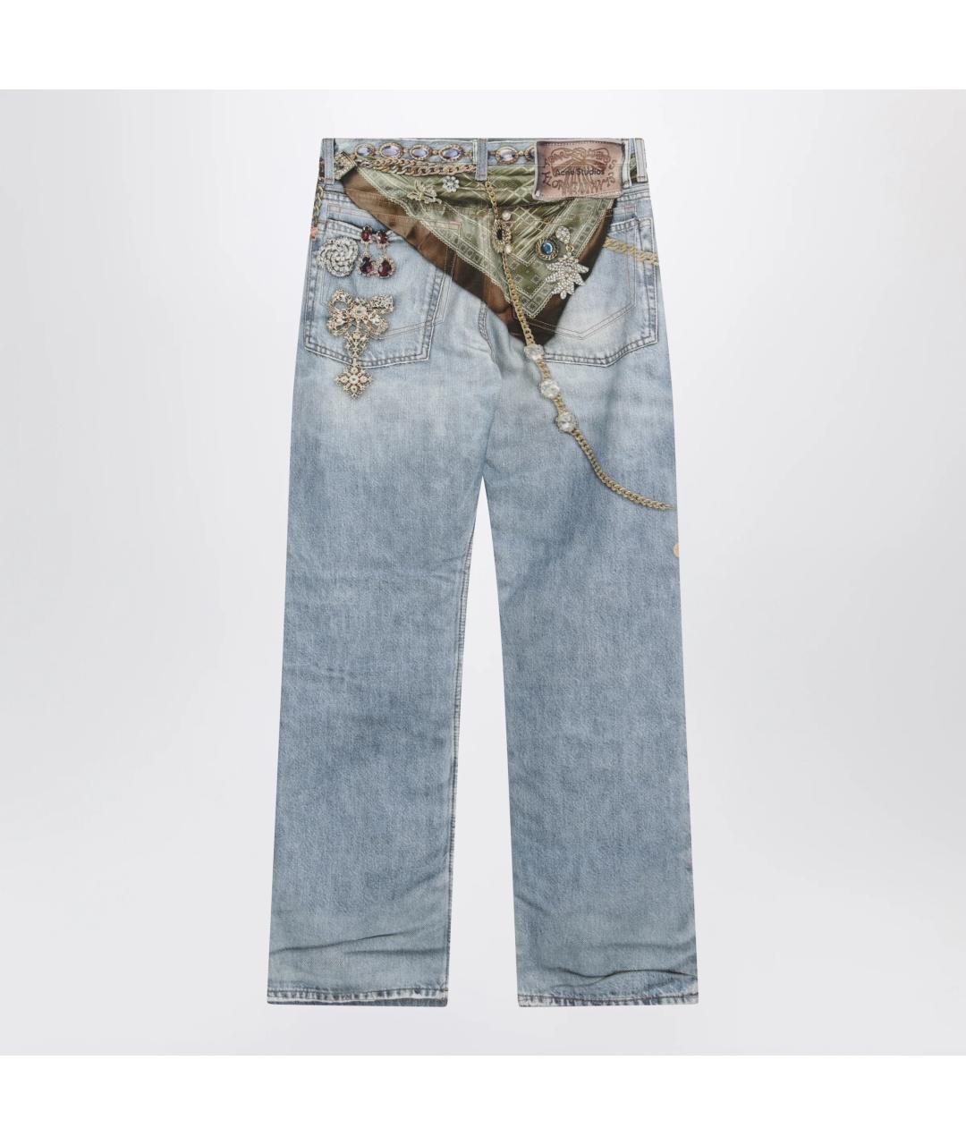 ACNE STUDIOS Голубые хлопковые прямые джинсы, фото 2