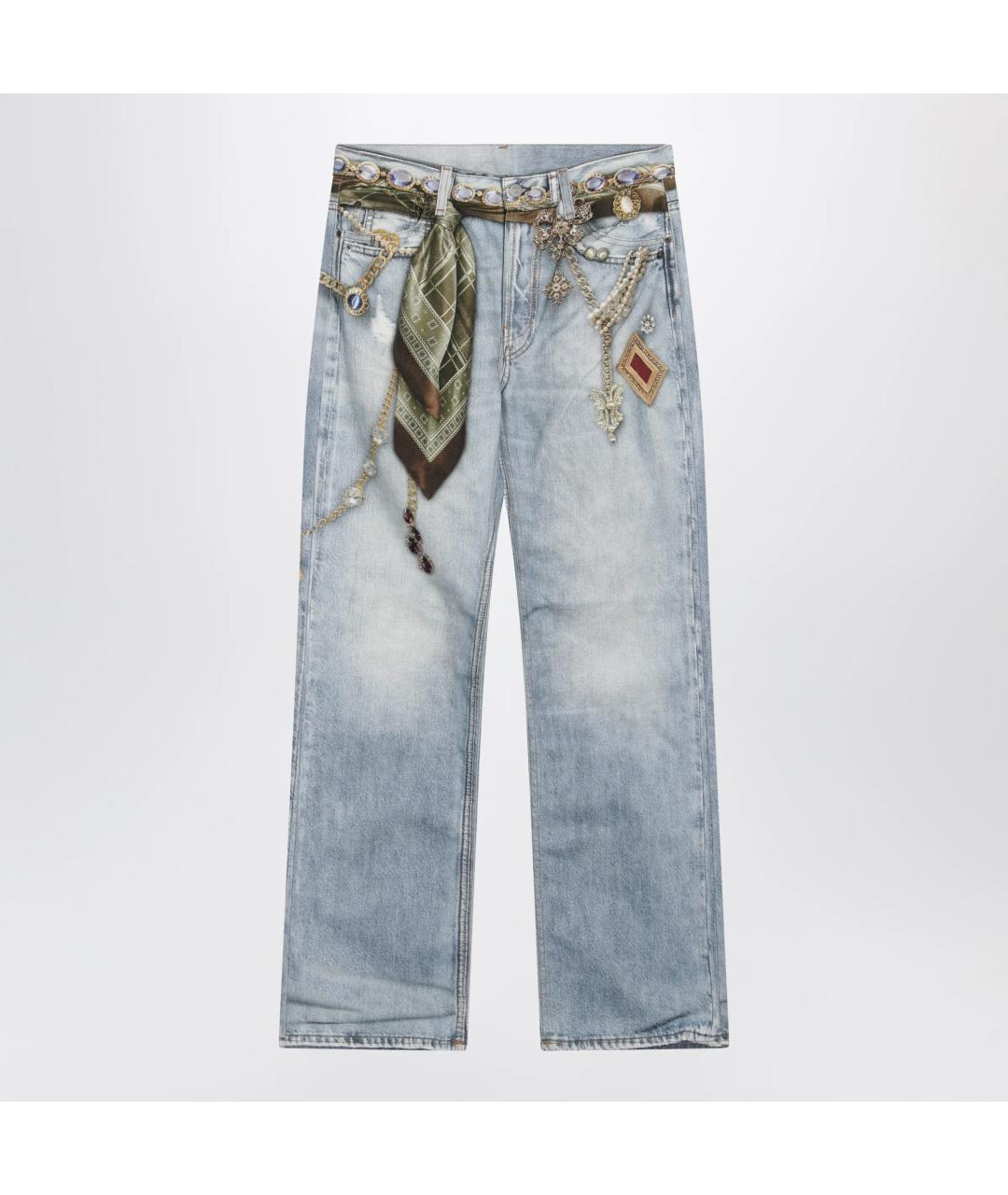 ACNE STUDIOS Голубые хлопковые прямые джинсы, фото 3