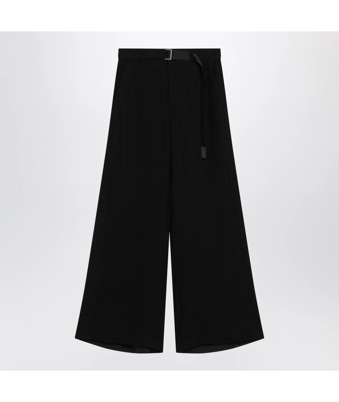 SACAI Черные шелковые брюки широкие, фото 3