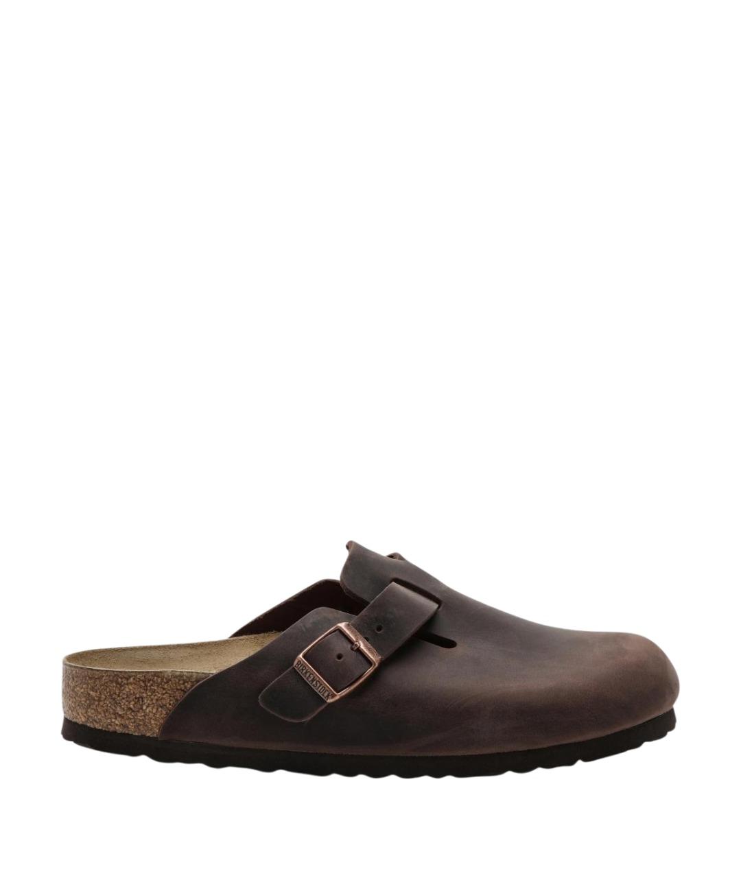 BIRKENSTOCK Коричневые кожаные сабо, фото 1