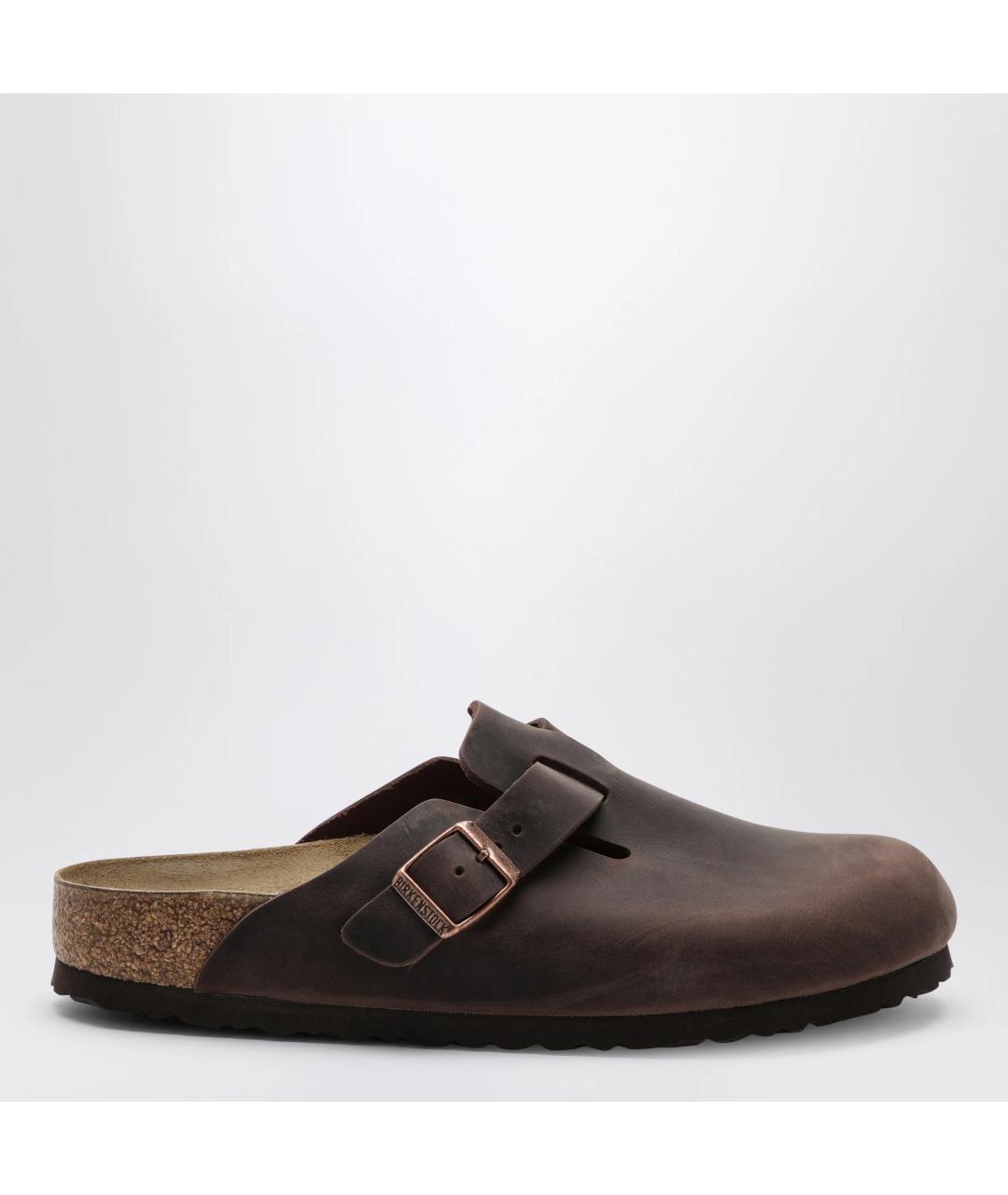 BIRKENSTOCK Коричневые кожаные сабо, фото 3
