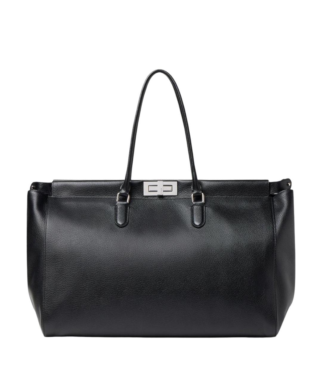 FENDI Черная кожаная сумка тоут, фото 1