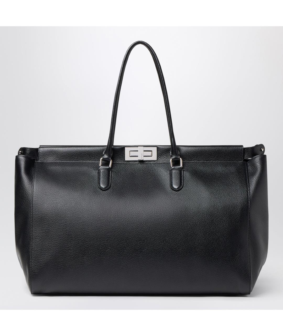 FENDI Черная кожаная сумка тоут, фото 3