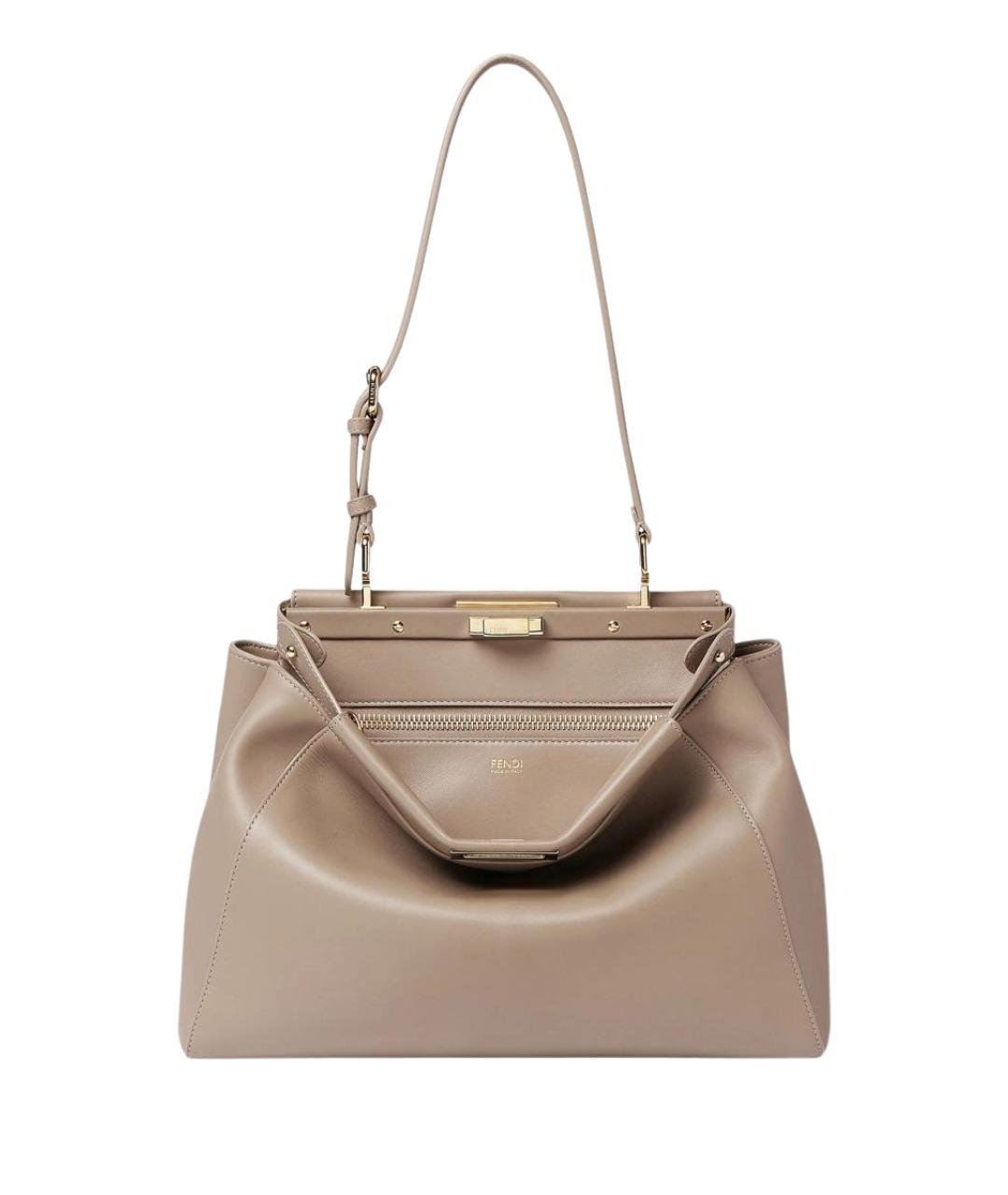 FENDI Бежевая кожаная сумка тоут, фото 1