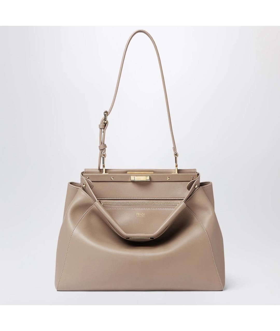 FENDI Бежевая кожаная сумка тоут, фото 3