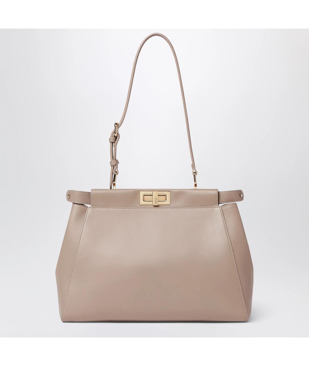 FENDI Бежевая кожаная сумка тоут, фото 2