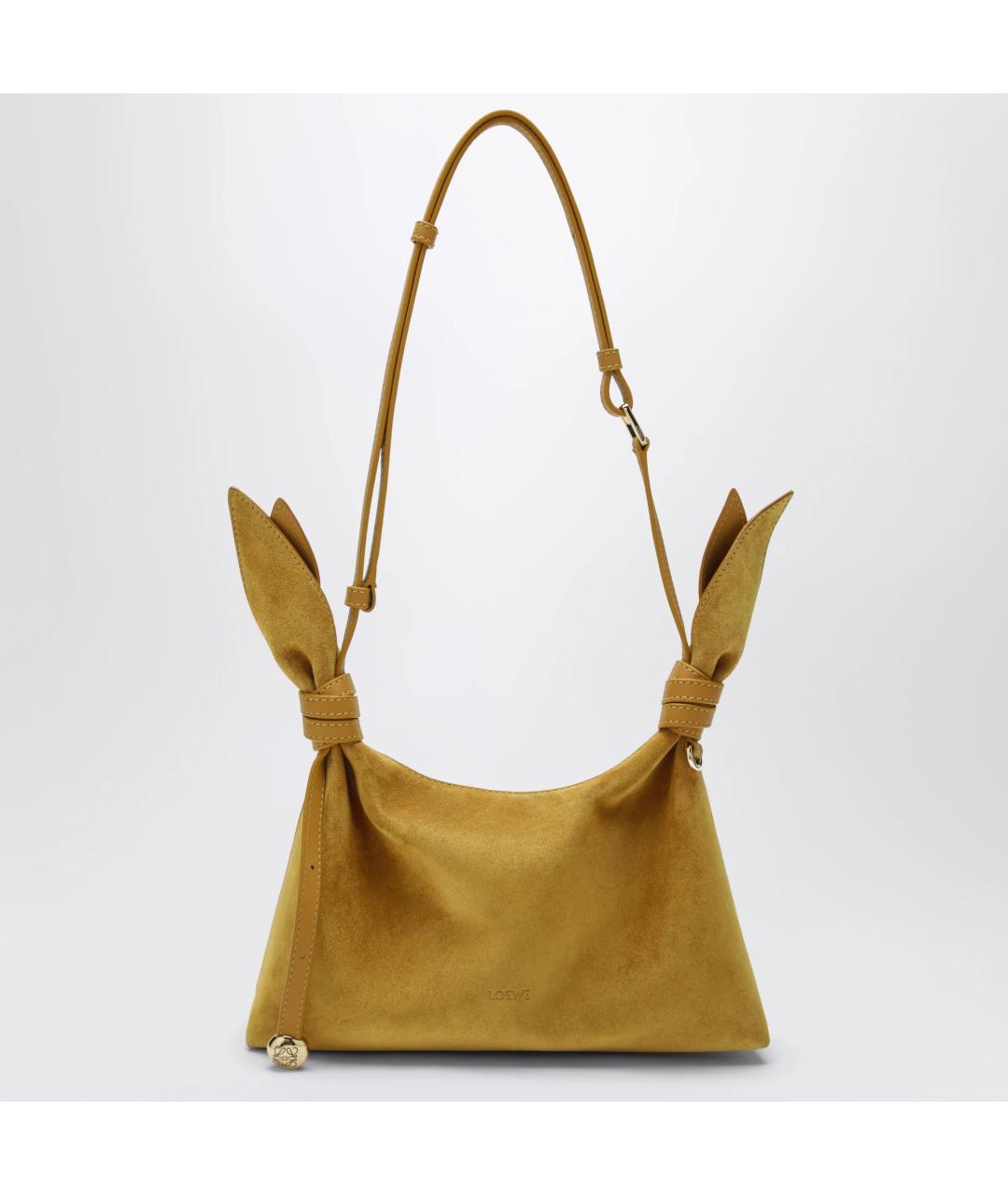 LOEWE Горчичная замшевая сумка через плечо, фото 3