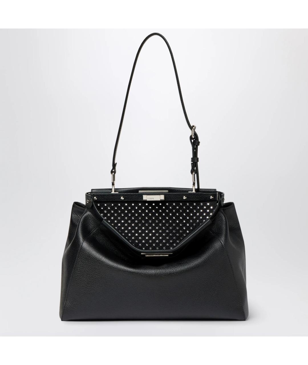 FENDI Черная кожаная сумка тоут, фото 3