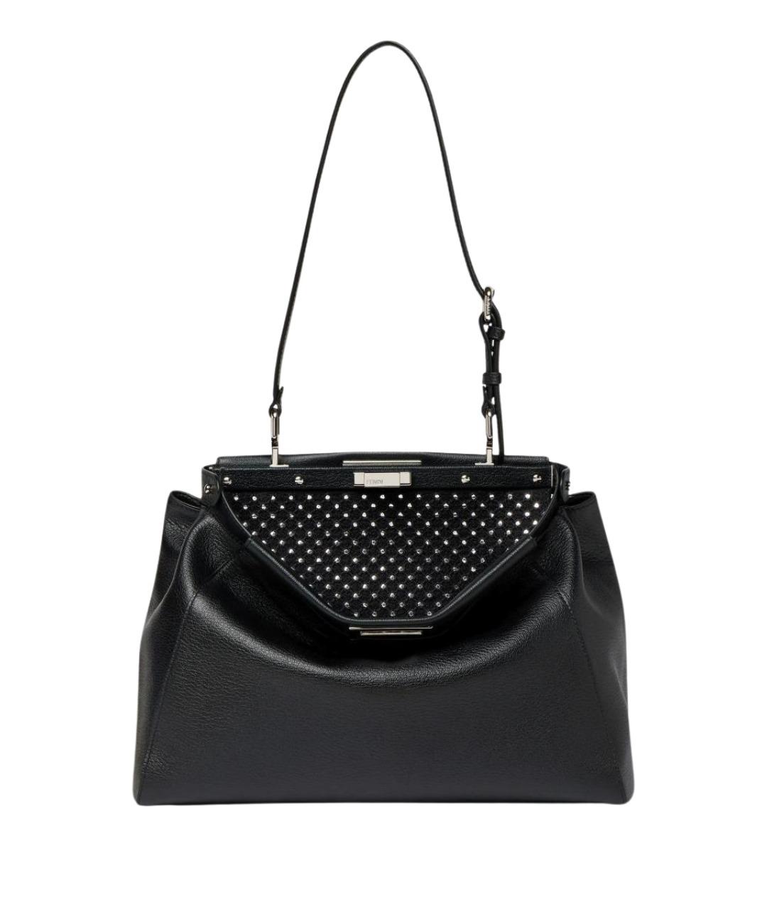 FENDI Черная кожаная сумка тоут, фото 1