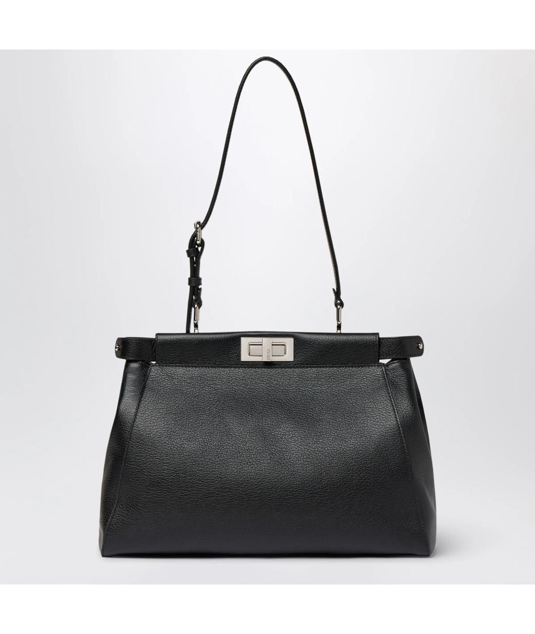 FENDI Черная кожаная сумка тоут, фото 2