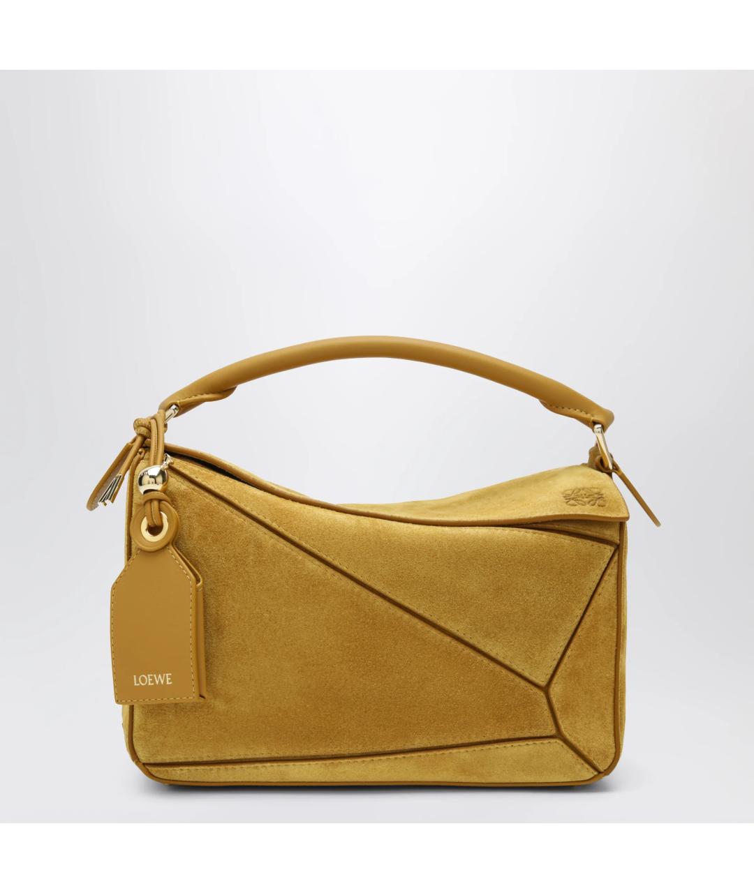 LOEWE Горчичная замшевая сумка через плечо, фото 3
