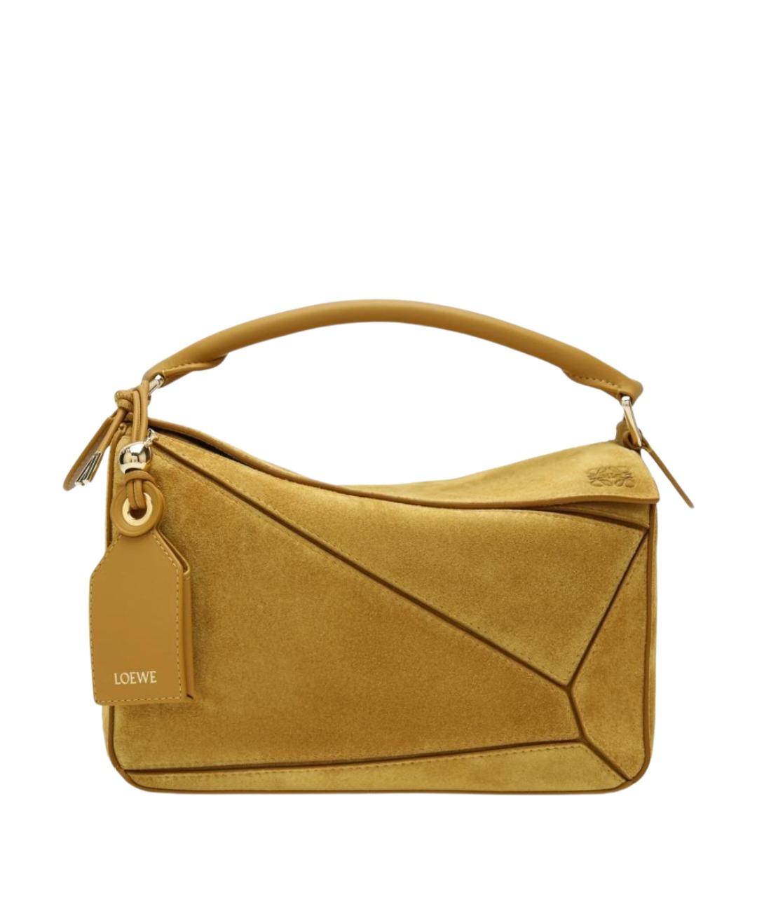 LOEWE Горчичная замшевая сумка через плечо, фото 1