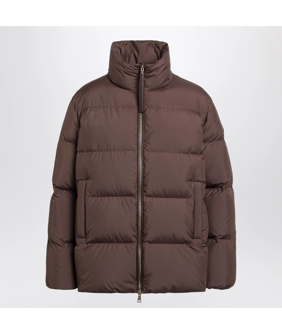 MONCLER Коричневый синтетический пуховик, фото 3