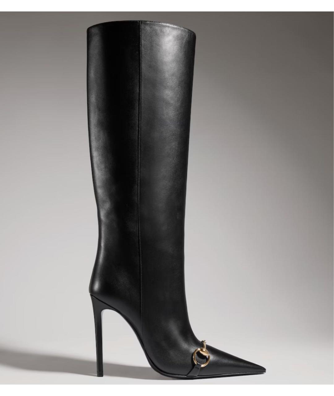 GUCCI Черные кожаные сапоги, фото 4