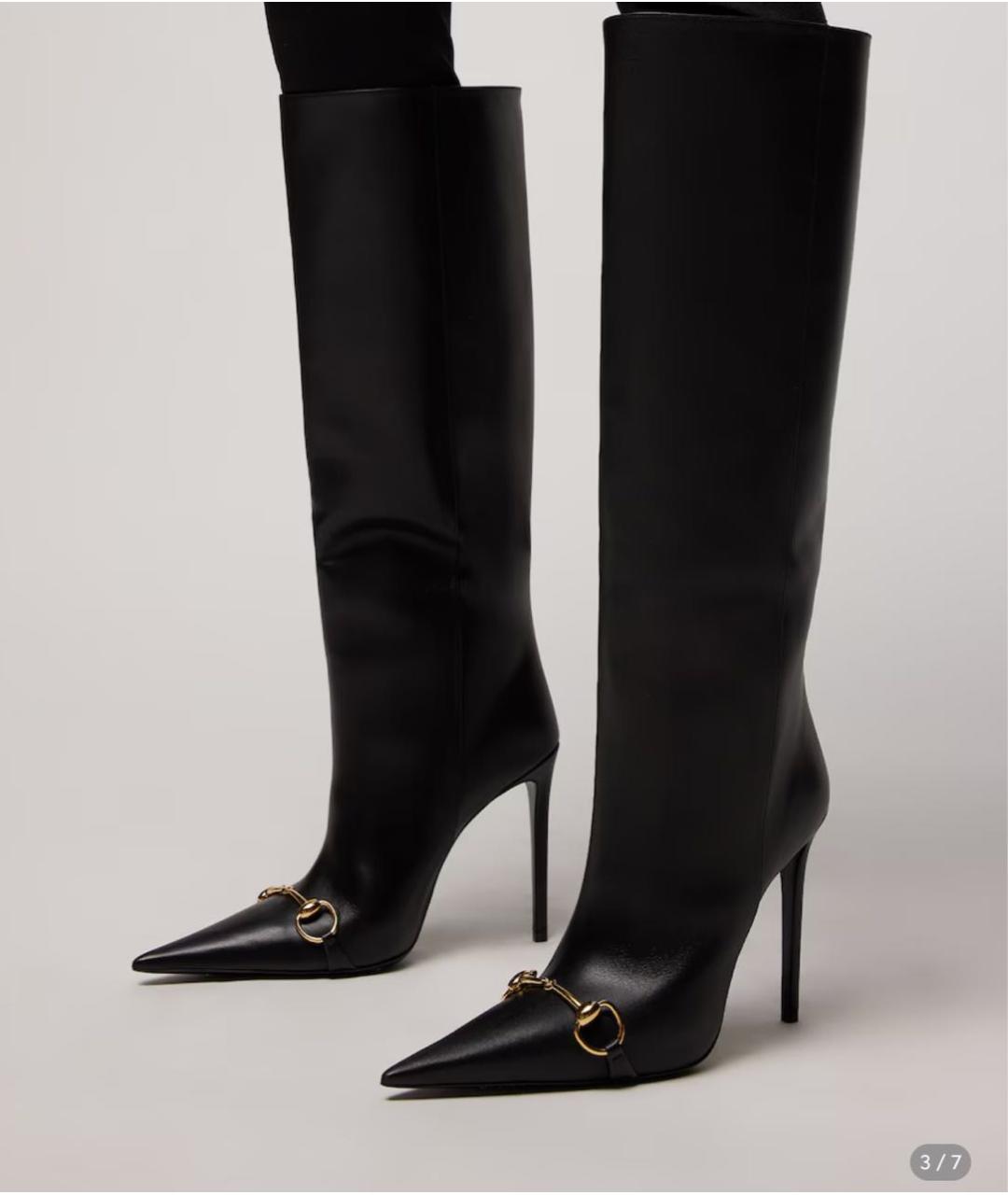 GUCCI Черные кожаные сапоги, фото 2