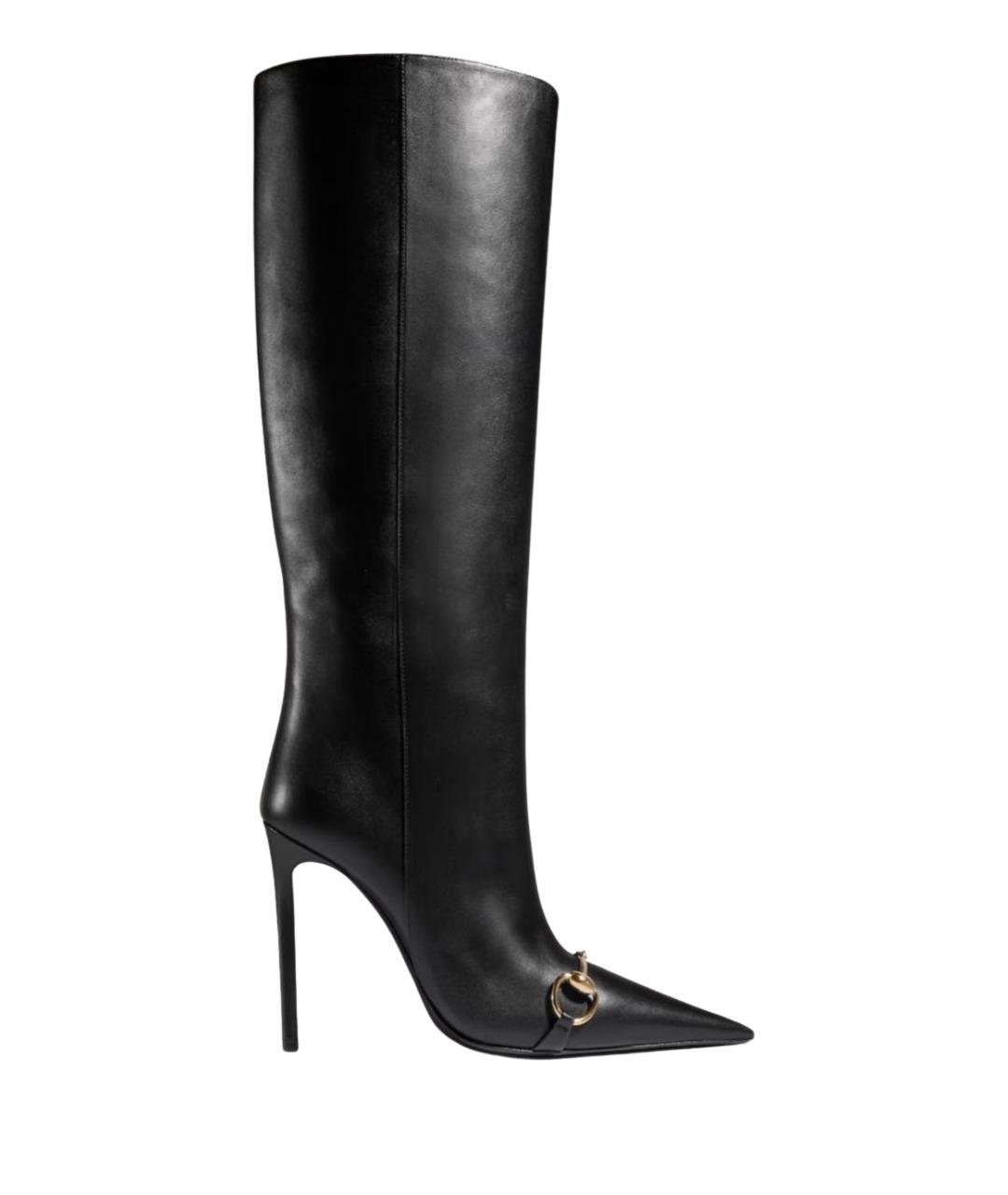 GUCCI Черные кожаные сапоги, фото 1