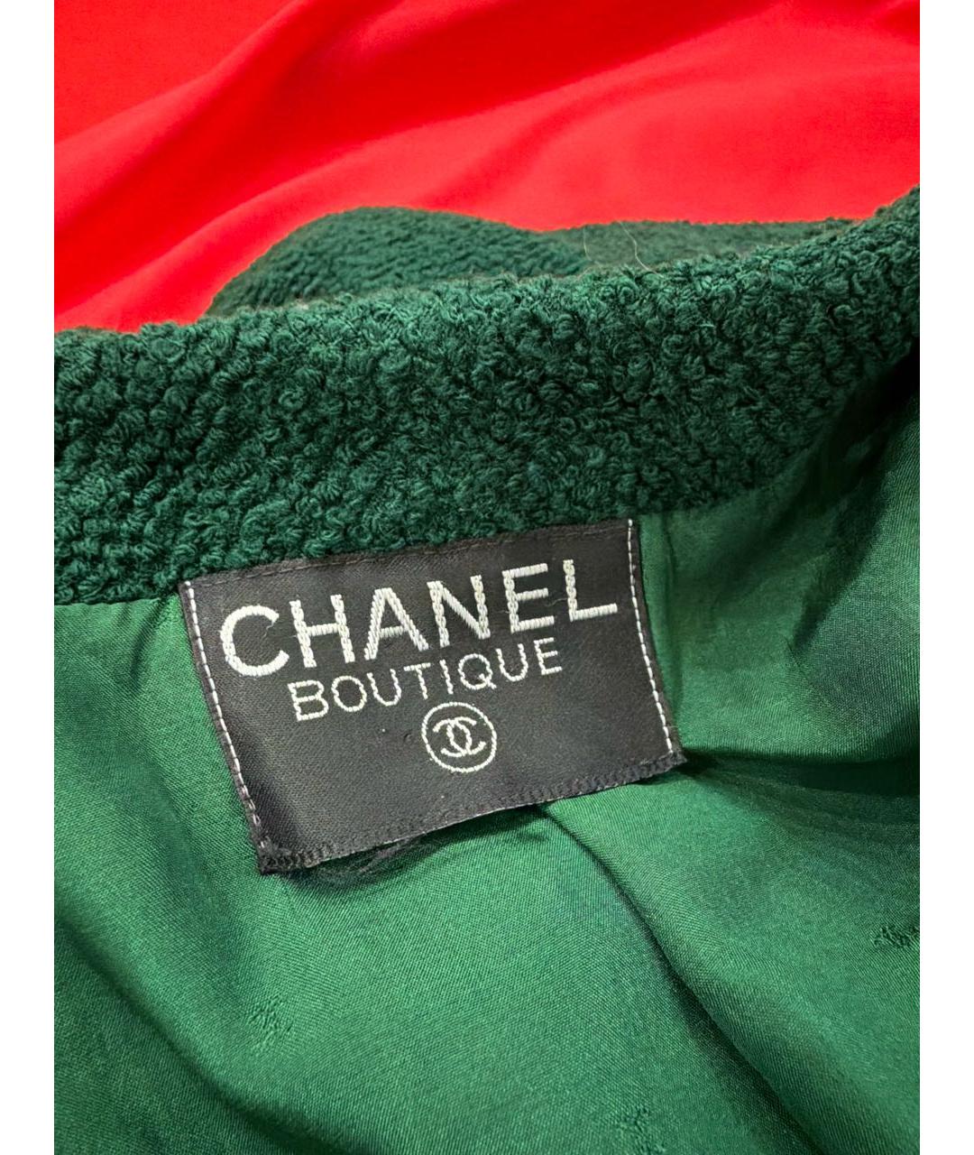 CHANEL Зеленый твидовый жакет/пиджак, фото 7