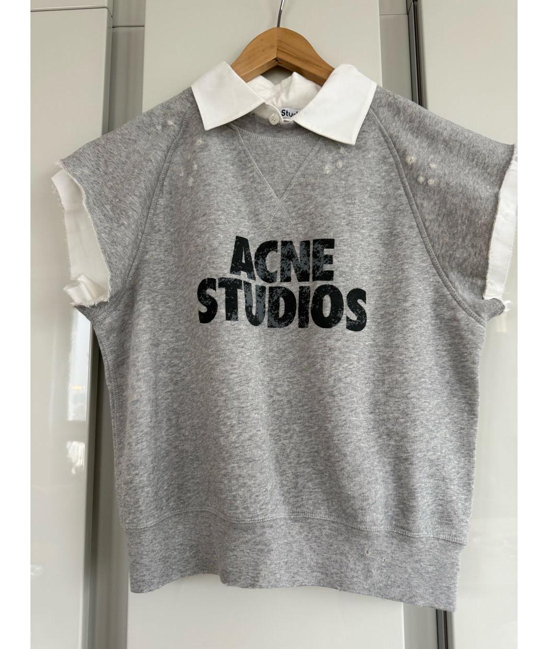 ACNE STUDIOS Серая хлопковая футболка, фото 9