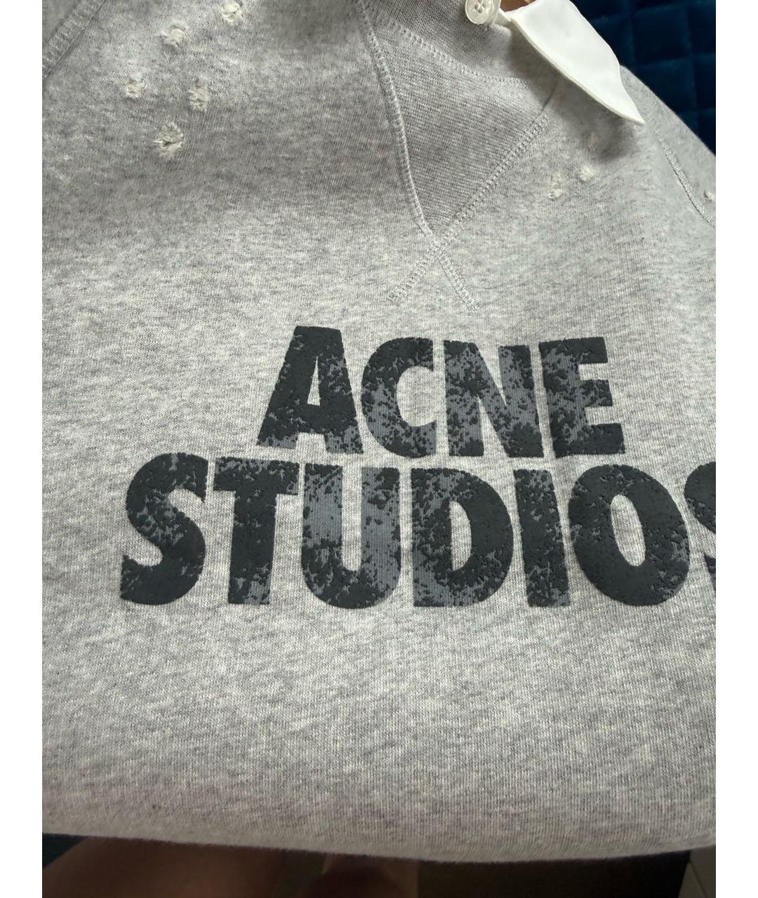 ACNE STUDIOS Серая хлопковая футболка, фото 4