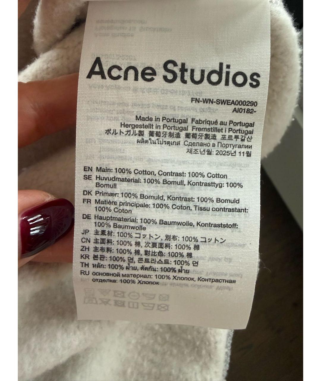 ACNE STUDIOS Серая хлопковая футболка, фото 6