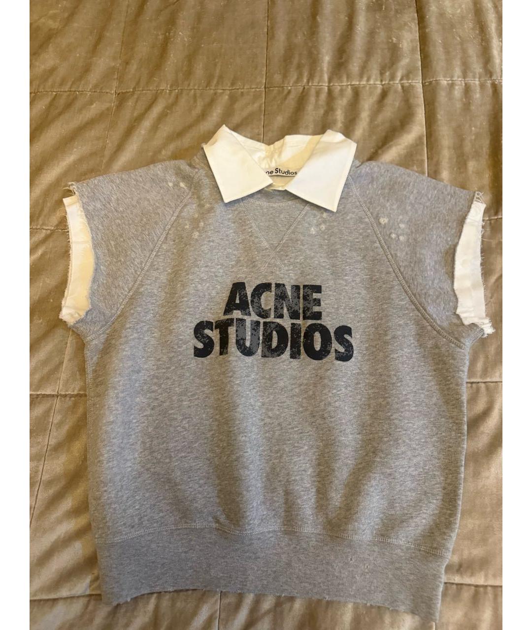 ACNE STUDIOS Серая хлопковая футболка, фото 3
