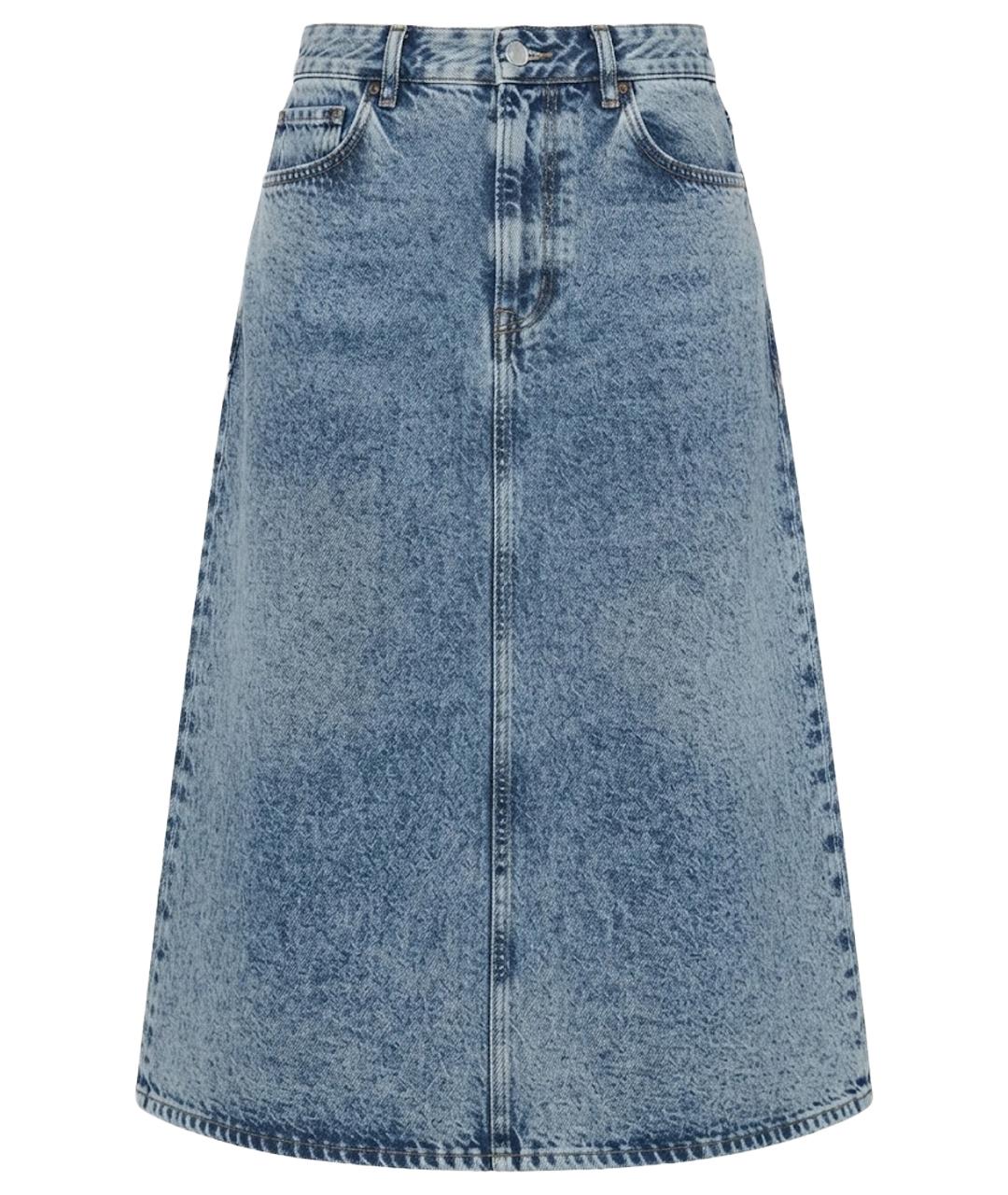 BALENCIAGA Синяя деним юбка миди, фото 1