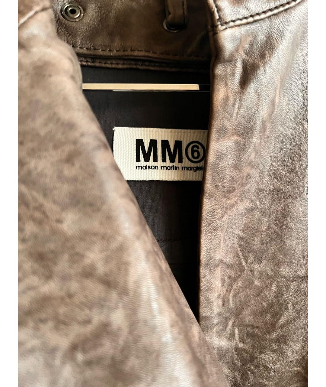 MM6 MAISON MARGIELA Коричневое кожаное пальто, фото 3