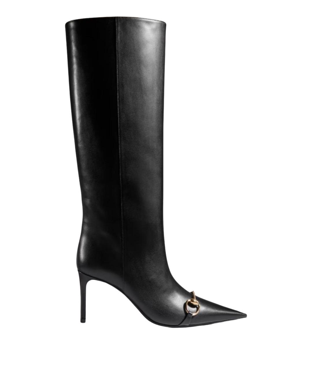 GUCCI Черные кожаные сапоги, фото 1