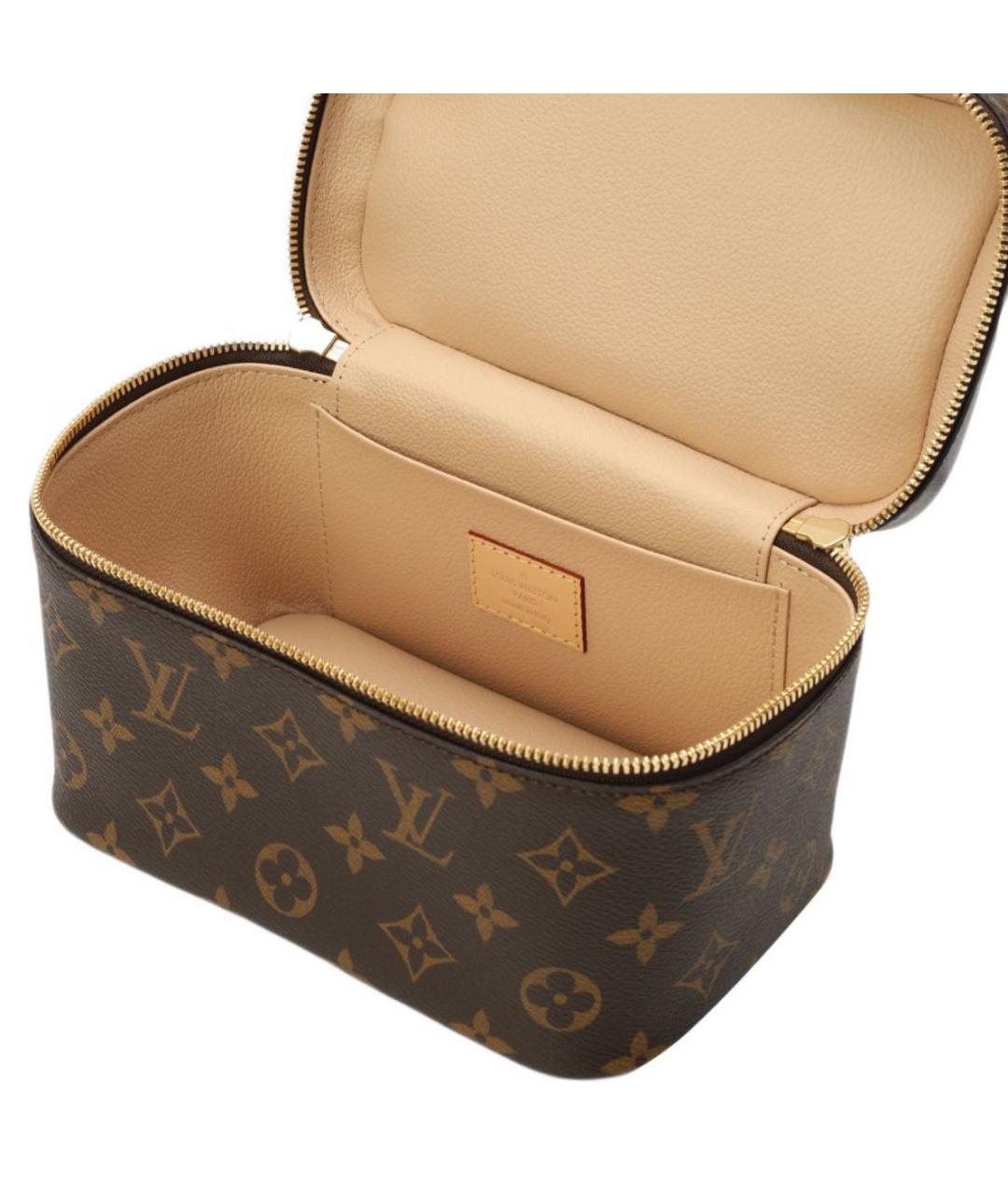 LOUIS VUITTON Коричневая косметичка из канвы, фото 4