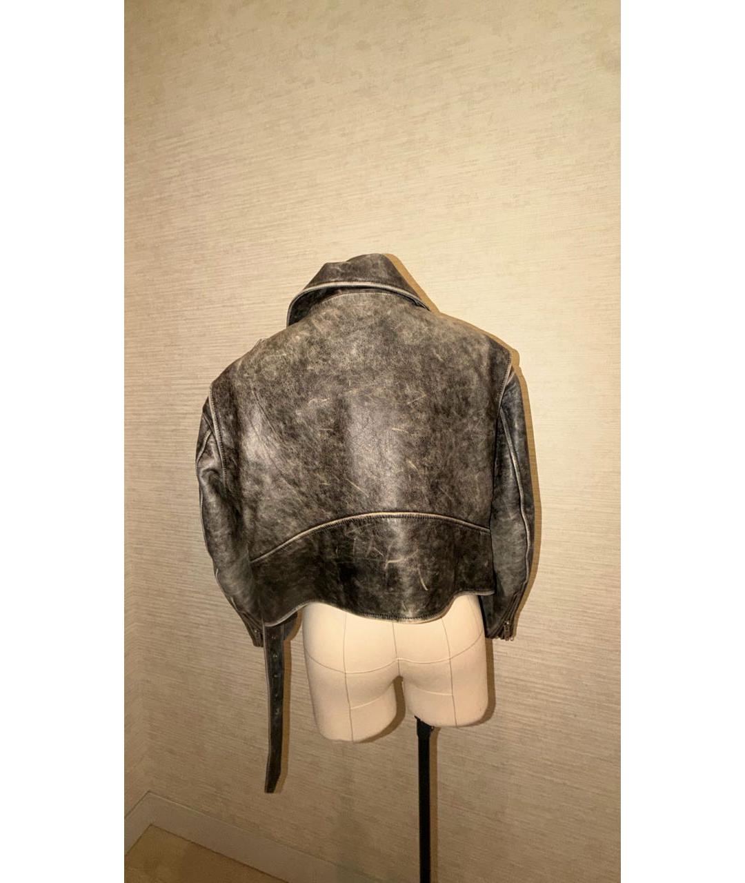 BALENCIAGA Антрацитовая кожаная куртка, фото 2