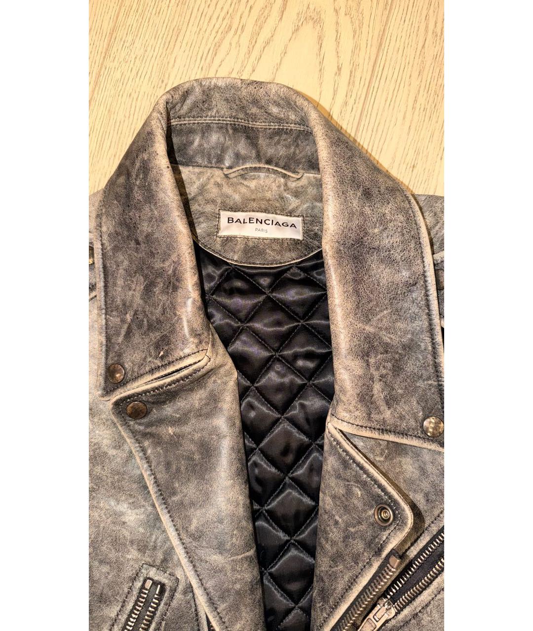 BALENCIAGA Антрацитовая кожаная куртка, фото 3