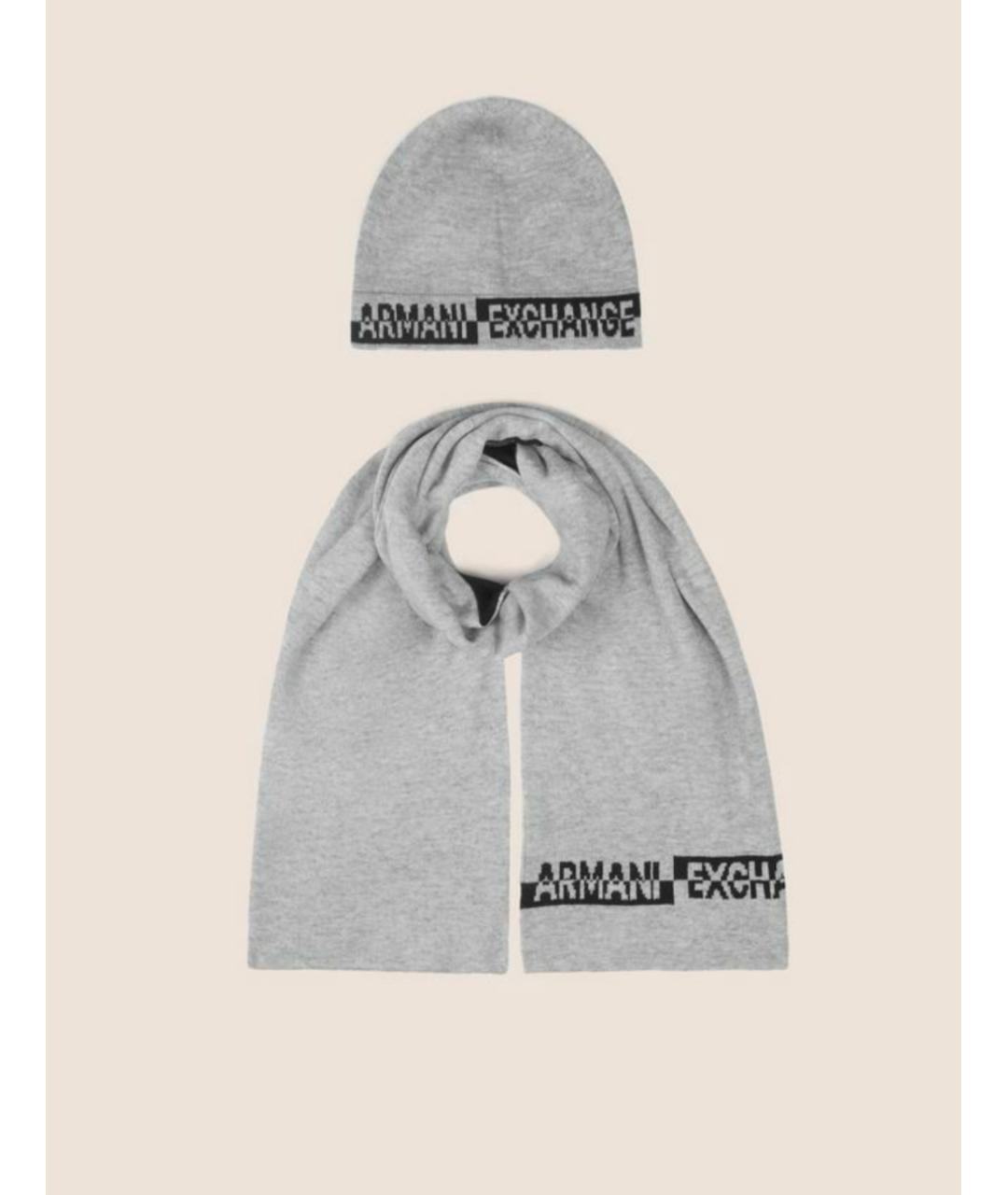 ARMANI EXCHANGE Серая шерстяная шапка, фото 10
