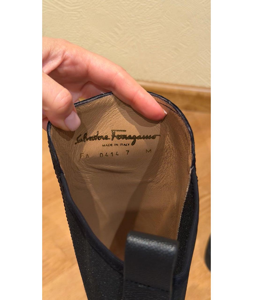 FERRAGAMO Черные кожаные сапоги, фото 7