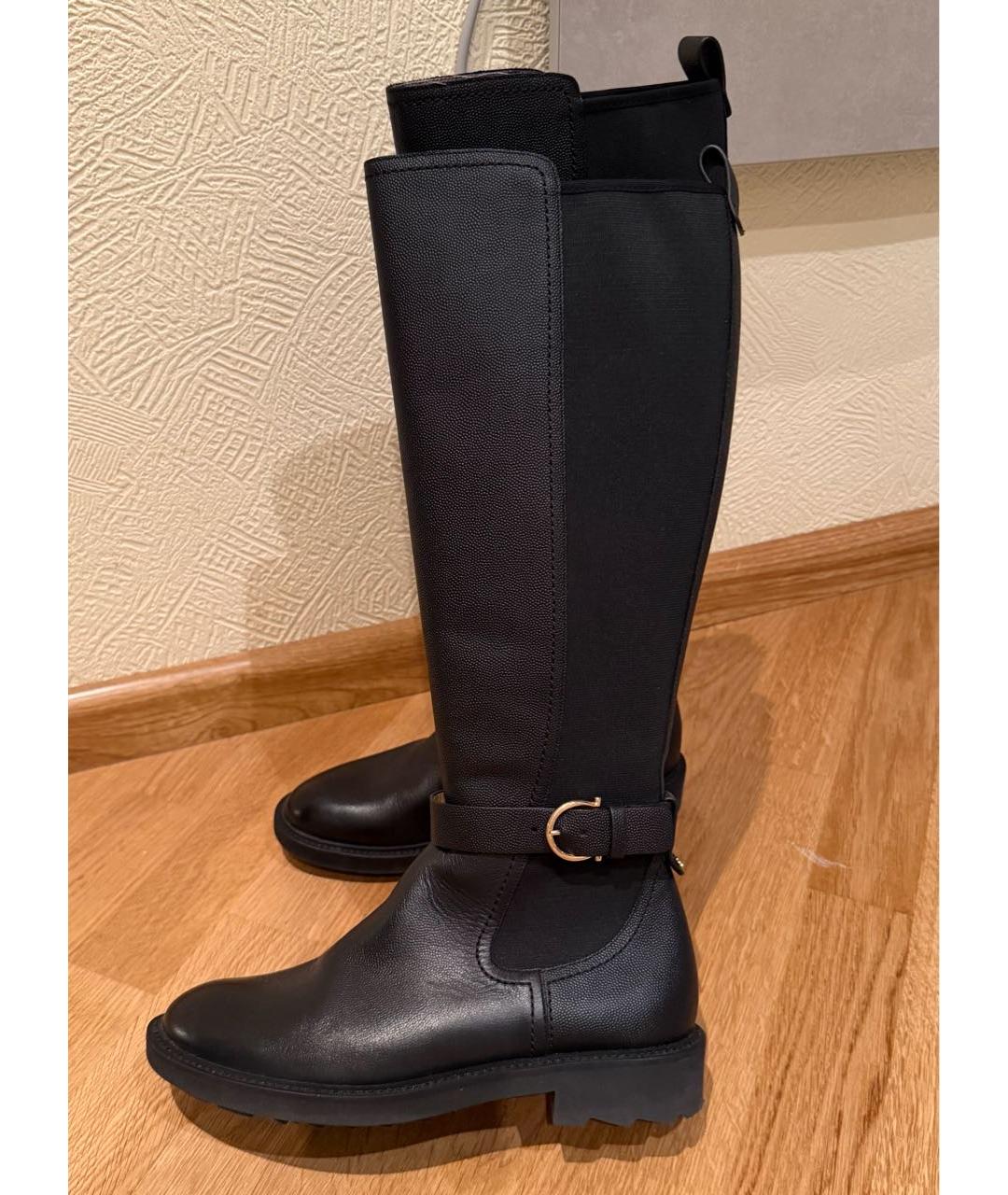 FERRAGAMO Черные кожаные сапоги, фото 8