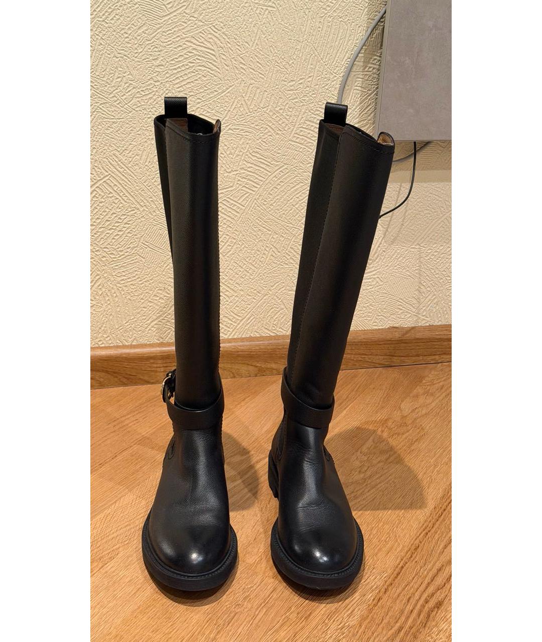 FERRAGAMO Черные кожаные сапоги, фото 2