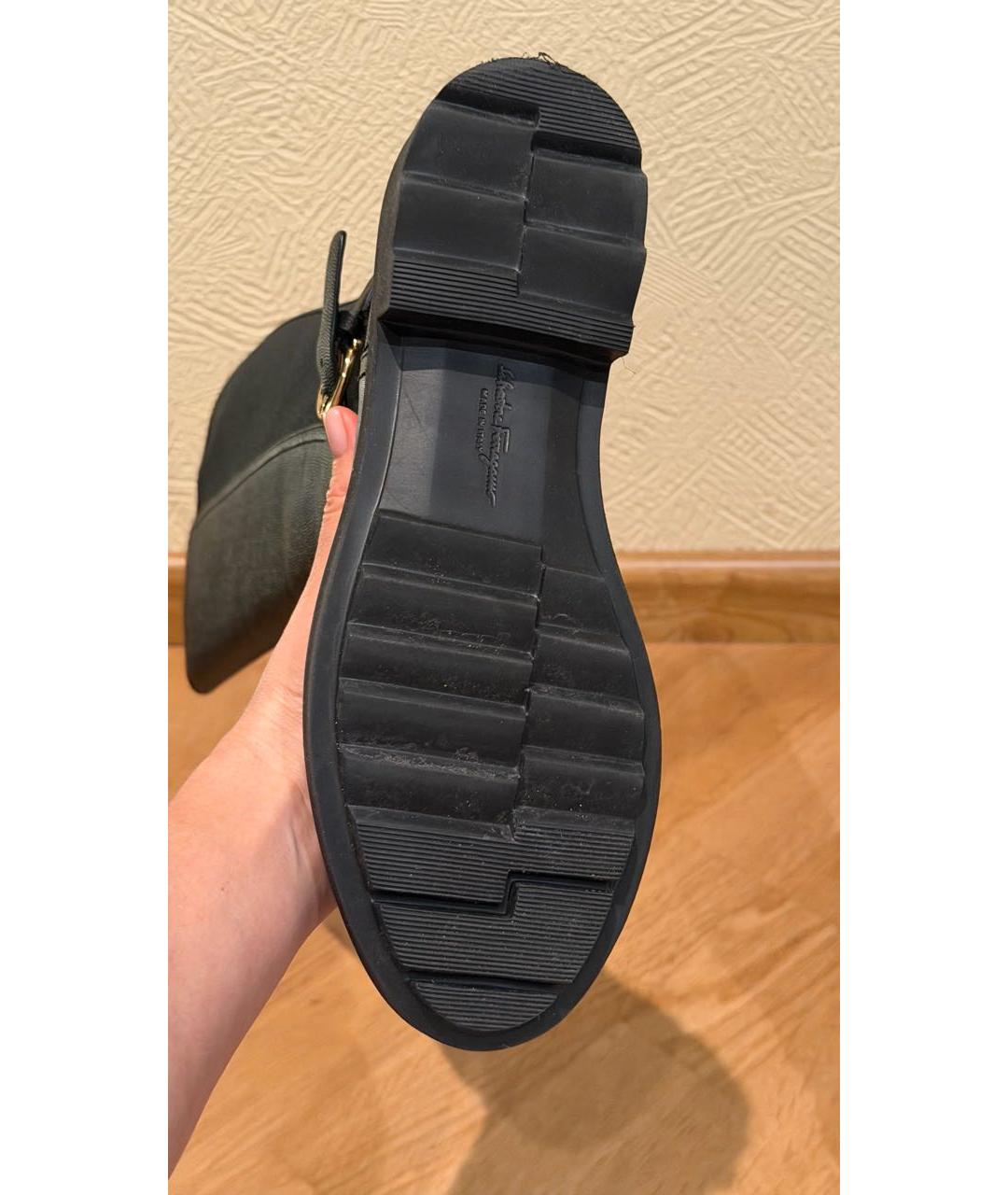 FERRAGAMO Черные кожаные сапоги, фото 5