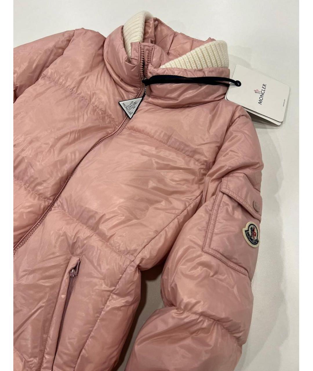 MONCLER Розовый полиамидовый пуховик, фото 4