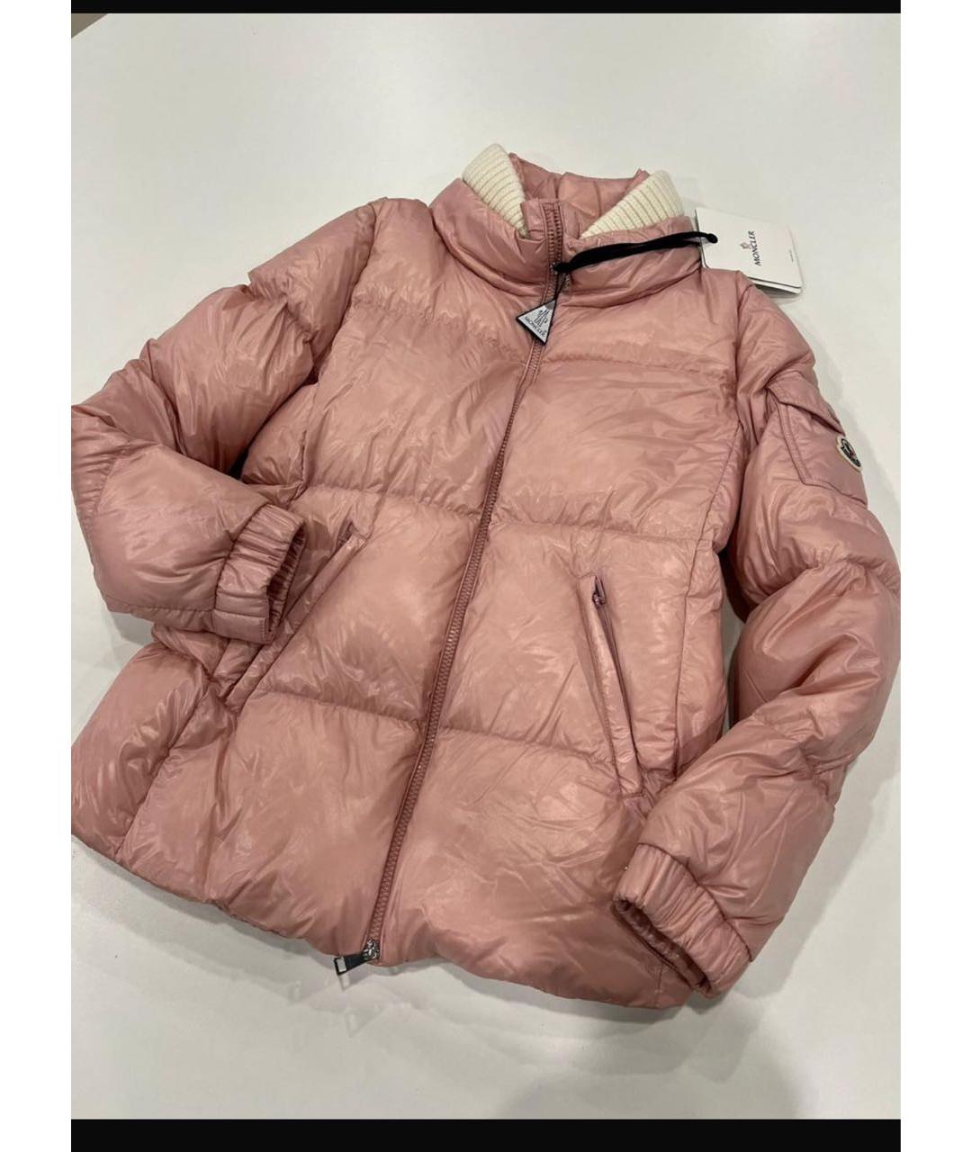 MONCLER Розовый полиамидовый пуховик, фото 2