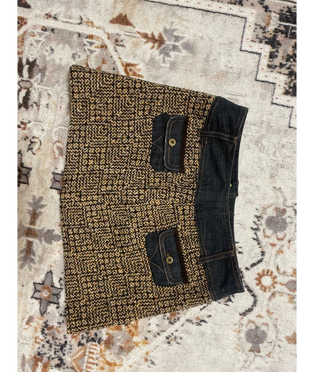 DOLCE&GABBANA Коричневая шерстяная юбка мини, фото 8