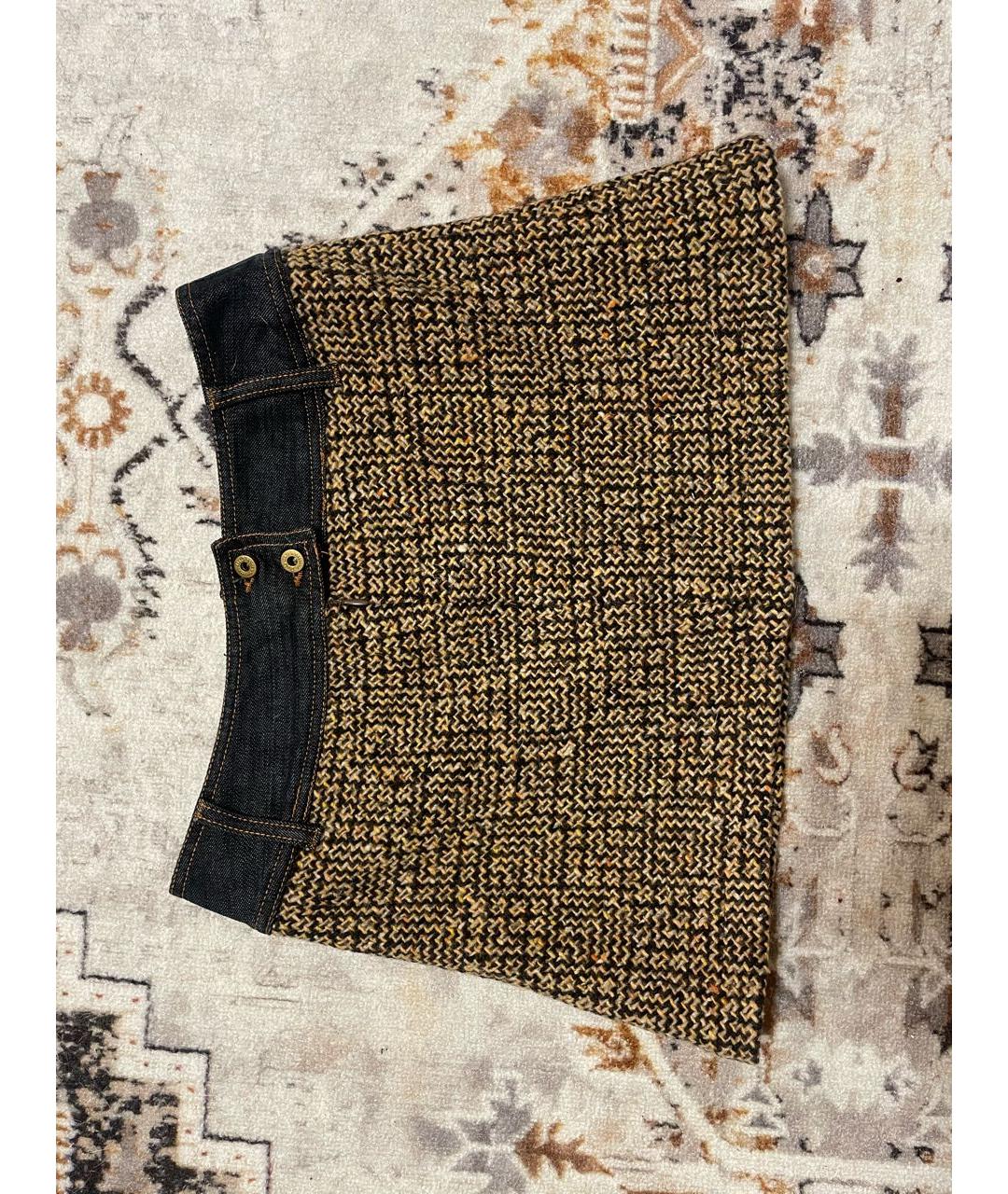 DOLCE&GABBANA Коричневая шерстяная юбка мини, фото 2